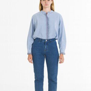 Silvia Tcherassi cotton blue white stripped blouse size XL